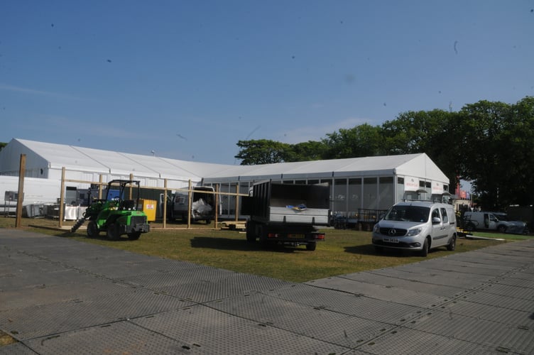 Work is ongoing behind the Grandstand ahead of TT 2025