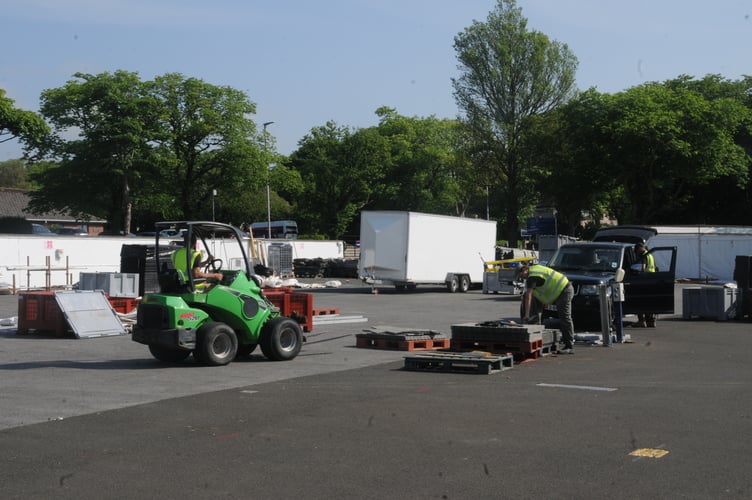Work ongoing at the paddock and parc ferme 