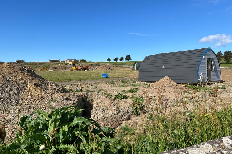 A glamping pod at the far-from-completed Reayrt Vradda camping site