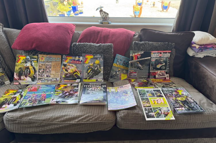 Just a very small selection of the Isle of Man TT memorabilia Mitch Joughin has kept over the years