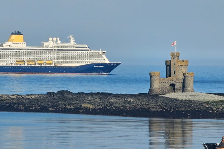Lisa Young sent in this photo of cruise ship Spirit of Discovery leaving Douglas Bay after a recent visit