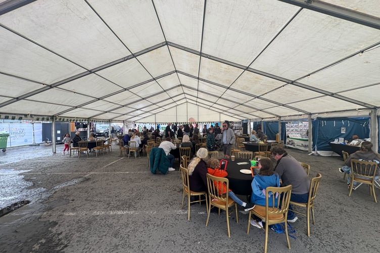 The big tent has kept people hidden from the damp conditions over the Bank Holiday weekend
