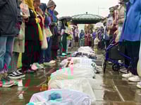 The sombre display during vigil to remember children killed in Gaza