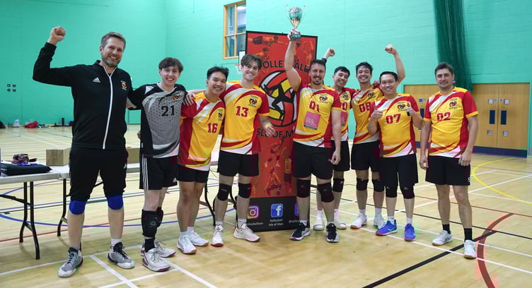 The Isle of Man 1 team that triumphed overall in the men's division of the Celton Manx Invitational Volleyball Tournament at the NSC recently (Photo: Renze Dalugdog)