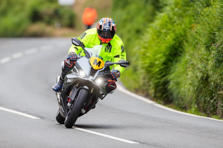 Travelling Marshal Jim Hunter on one of the new BMW S 1000 RR they've been supplied with for this year's event