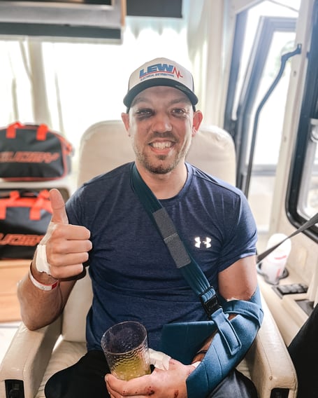 Peter Hickman pictured back in his trailer in the TT Paddock