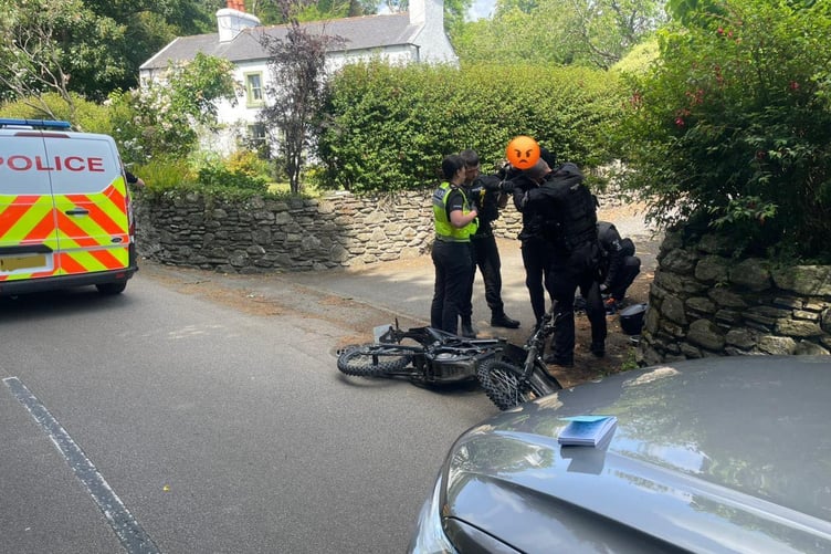 The Isle of Man Roads Policing Unit shared this photograph of the male being arrested