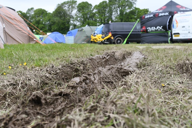 Muddy conditions at Glenlough TT campsite last year