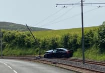 Car crashes into pole on Manx Electric Railway line