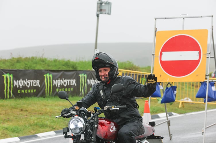 TV personality Richard Hammond led the Legacy Lap on his own bike