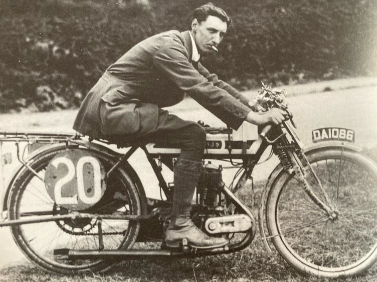 Cyril Williams on his AJS at the TT
