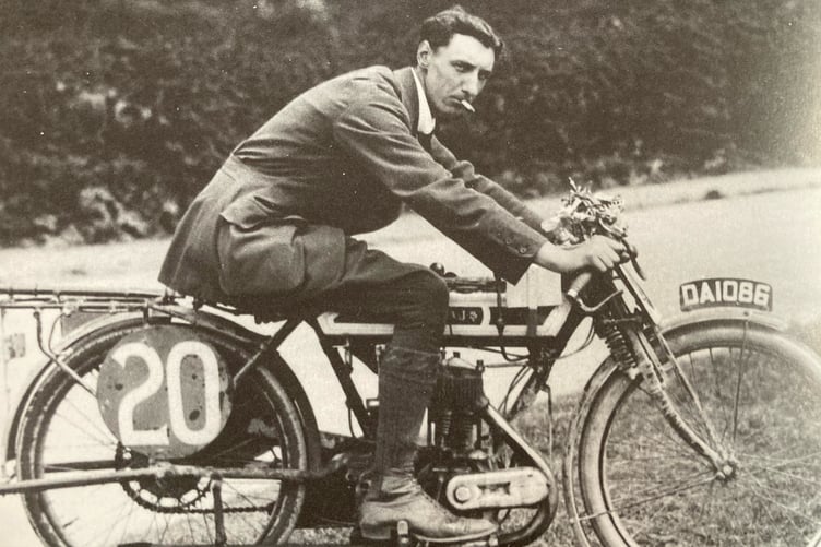 Cyril Williams on his AJS at the TT