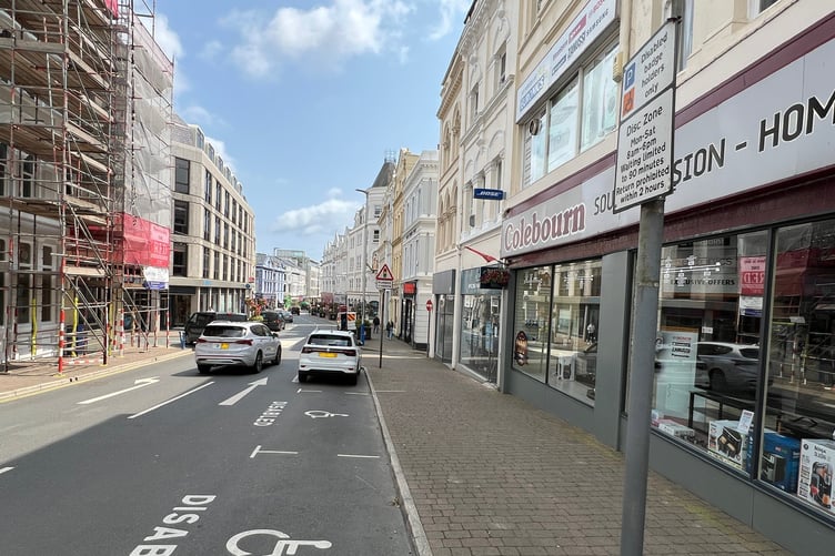 Disabled parking bays outside Colebourn's on Victoria Street