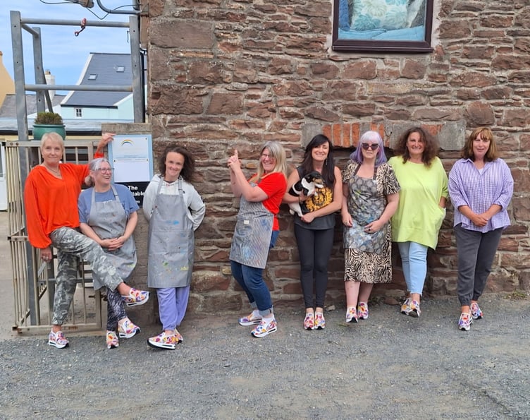 The 'Thursday Painters' club. Left to right: Kathy Craig, Cheryl Shimmin, Emma Healy, Lynn Haywood, Laura Espinosa Moon, Ali Marie Duff, Jo Lewy and Judith Booth