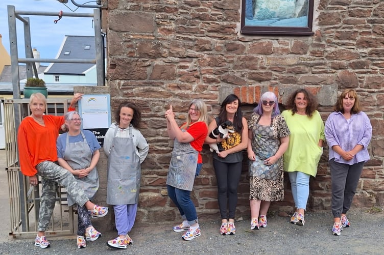 The 'Thursday Painters' club. Left to right: Kathy Craig, Cheryl Shimmin, Emma Healy, Lynn Haywood, Laura Espinosa Moon, Ali Marie Duff, Jo Lewy and Judith Booth