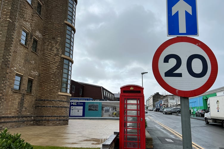 A new 20mph sign installed on Demesne Road, Douglas