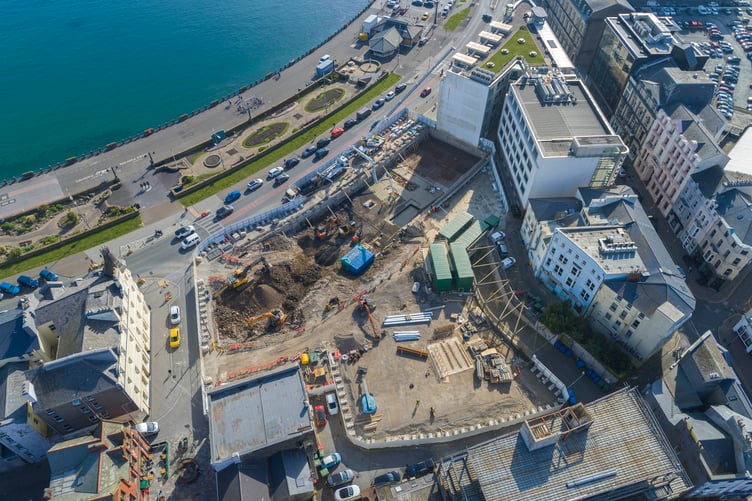 Drone shot of the new Travelodge site in Douglas