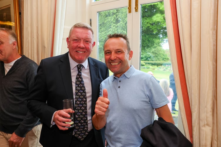 Clerk of the Course Gary Thompson had a tough job this year, pictured here with former TT winner Steve Plater 