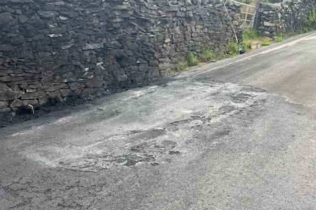 The site of the vehicle fire at the exit to the Gooseneck