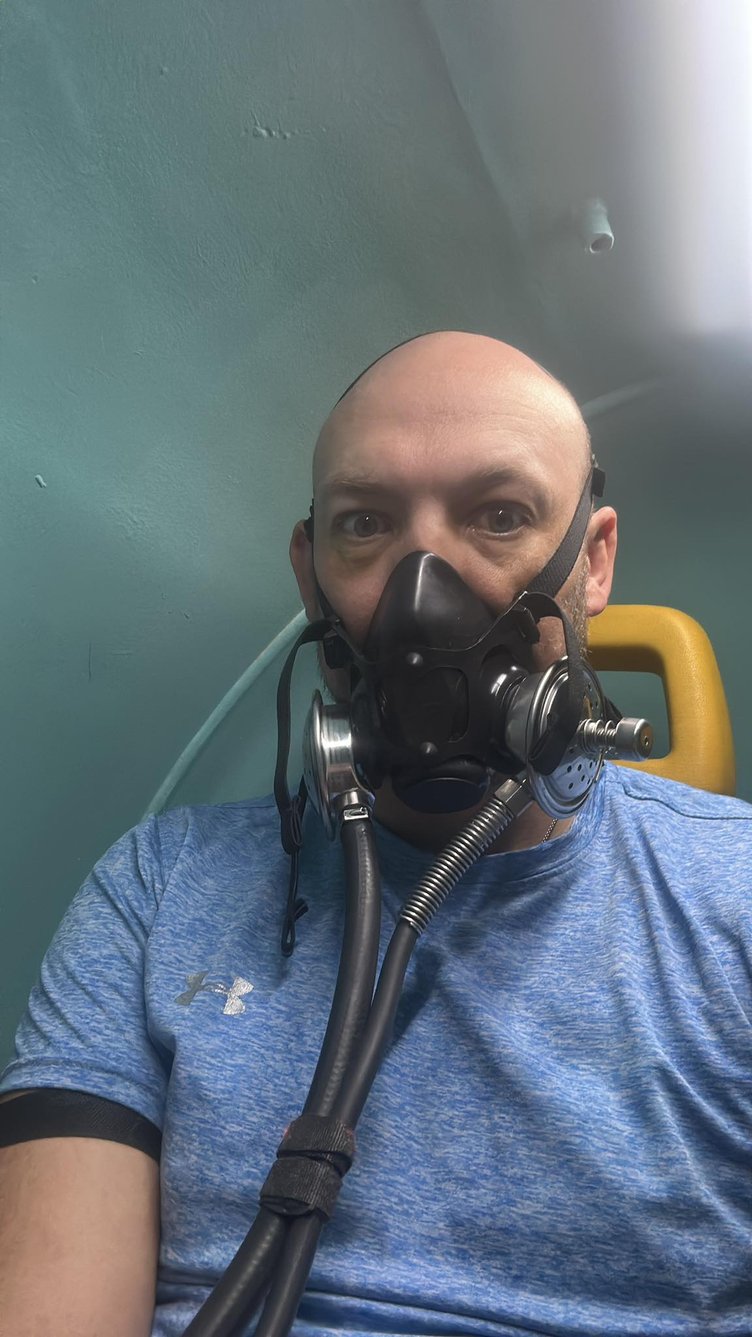 Peter Hickman in the hyperbaric chamber on Tuesday