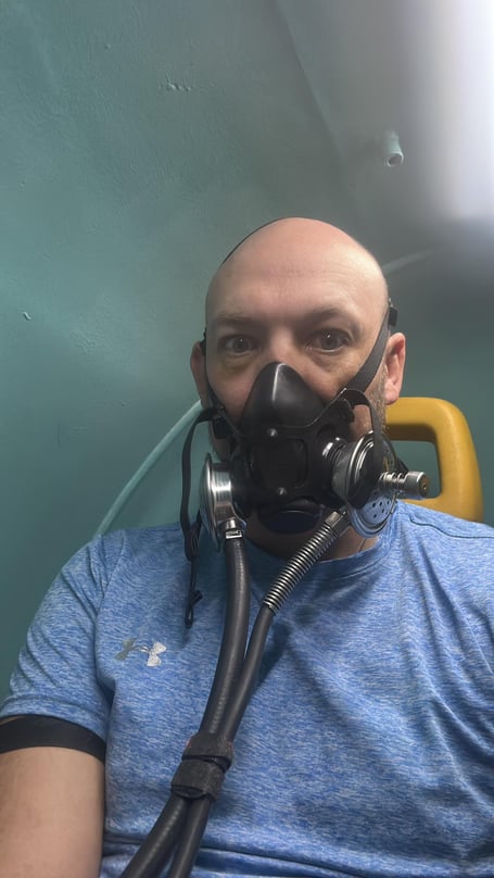 Peter Hickman in the hyperbaric chamber on Tuesday