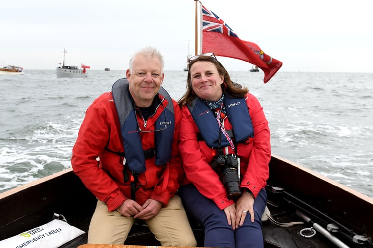 Pictured is Matt Cain, owner of Lady of Mann lifeboat No.8, with Sarah Parry, great-granddaughter of Lady of Mann's Captain Tom Woods