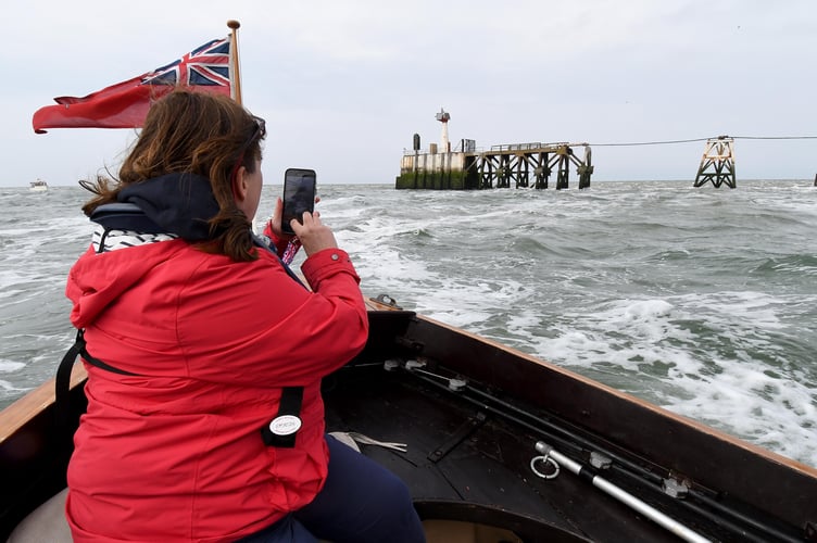 The little ships cross from Ramsgate to Dunkirk to mark the 85th anniversary of Operation Dynamo - Lady of Mann lifeboat No.8 passes the East Mole at Dunkirk