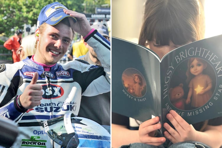 Daisy Mathison (right), aged nine, has released a heartfelt children’s book to help others cope with grief after losing her dad Daley (left) at the Isle of Man TT in 2019 