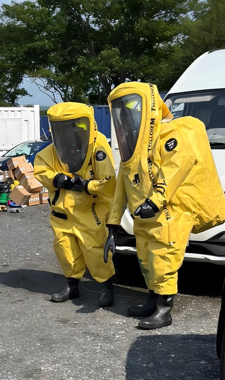 Fire crews in hazmat suits tackle chemical incident in Castletown