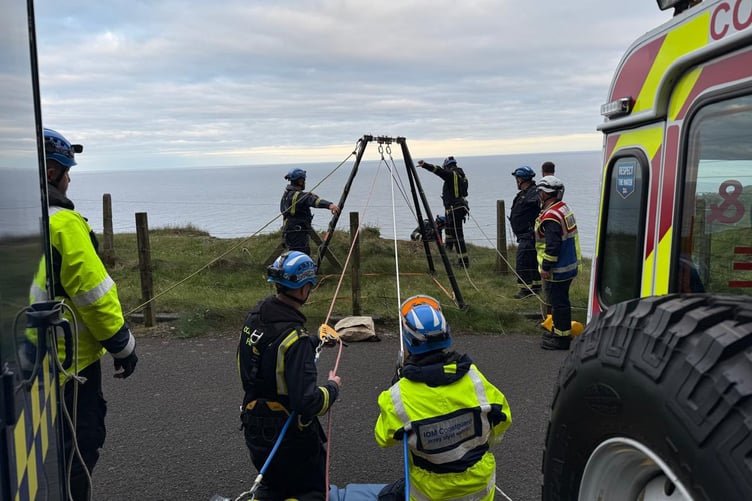 Douglas Coastguard rescue a dog which fell from cliffs at Marine Drive