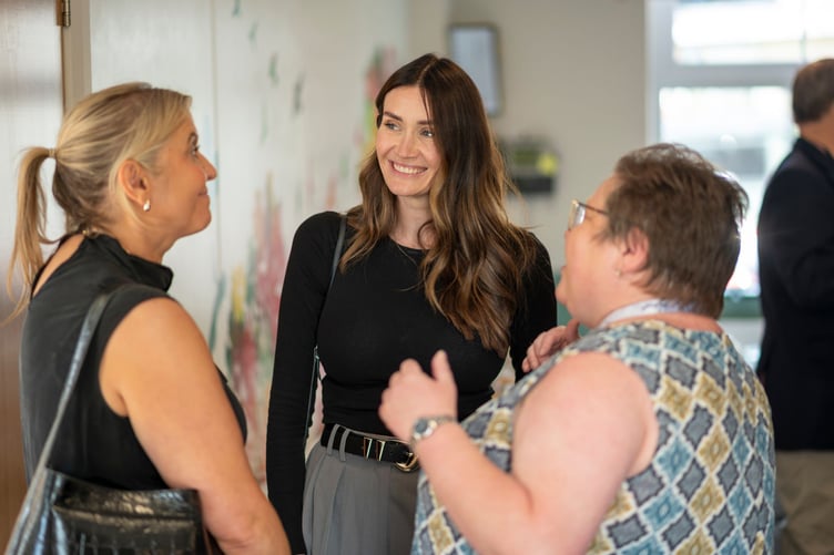 Lady Cavendish chatting to attendees at the special presentation at Rebecca House