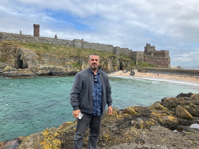 Yousef in Peel on his visit to the island