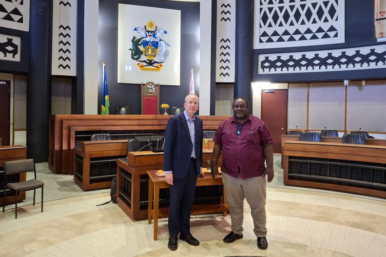 The Clerk of Tynwald Jonathan King with NPSI clerk Jefferson Hallu