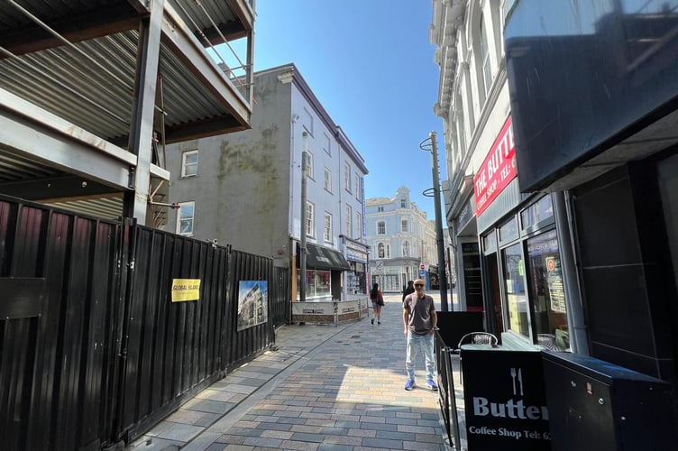 Giovanni Ferrara outside the Buttery Cafe and opposite the Duke Street building site
