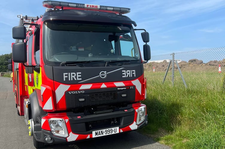 A fire engine situated at Derbyhaven, at the back of Ronaldsway Airport