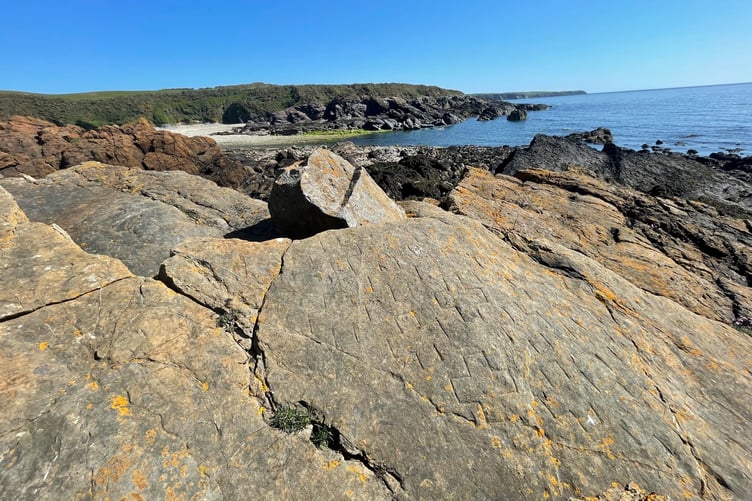 It is a little tricky finding the 13 crosses carved into the rocks at Santon Gorge