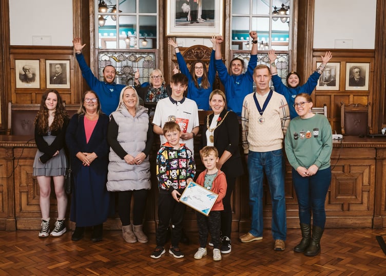 2024 Young Hero Kian Morris with family, friends and Isle of Play colleagues
