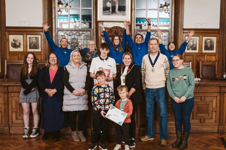 2024 Young Hero Kian Morris with family, friends and Isle of Play colleagues