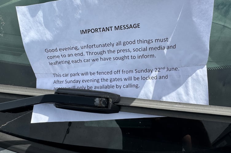 The note left on vehicles cars at the unmanaged car park at the former Lord Street bus station site
