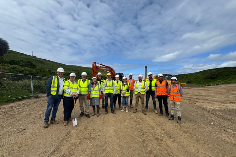 Politicians and Manx Utilities staff at the new Glenfaba site