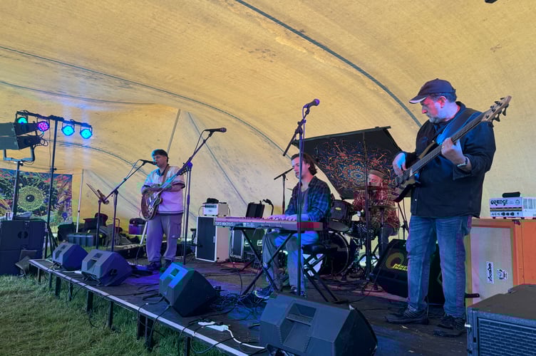 Callum, Fraser and Steve Rowe were terrific in the Mannin Music Tent