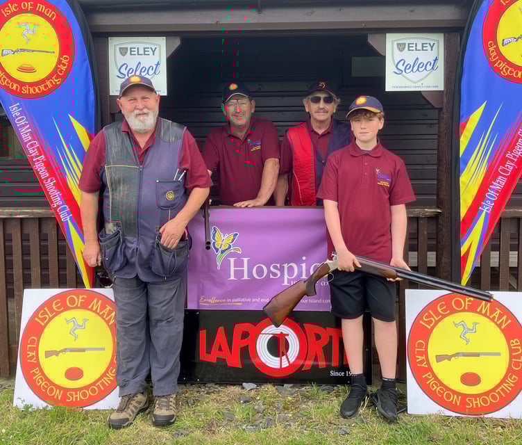 The Ossie McLaren team that won the gold medal and the Mike and Margaret Cross High Gun Cup in Isle of Man Clay Pigeon Shooting Club's Hospice shoot last weekend