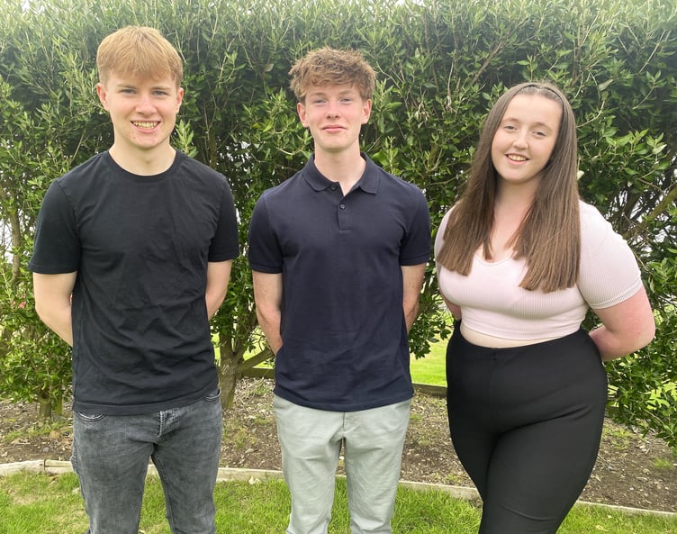 Sixth-form students Guy McGuinness, Patrick Williams and Hollie Patterson-Hannay