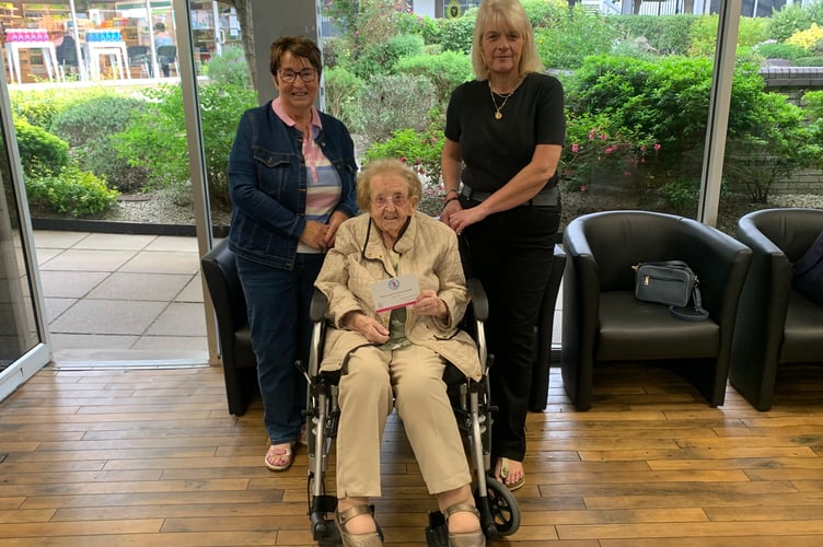 May, daughter Cathy and Treasurer Carole Anne Dowd Manx Breast Cancer Support Group.