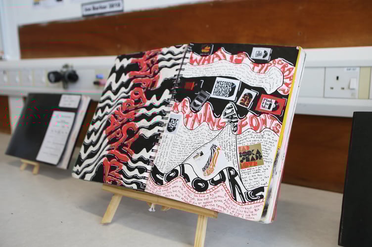 Overall GCSE Graphic Design winner for excellence, Benjy Berhman's, sketchbook