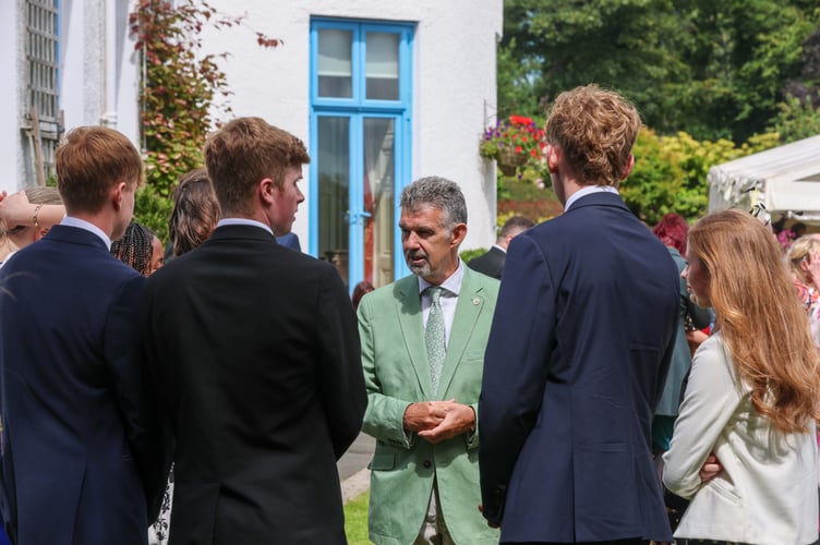 President of Tynwald The Hon Laurence Skelly speaking to guests at Government House on Sunday