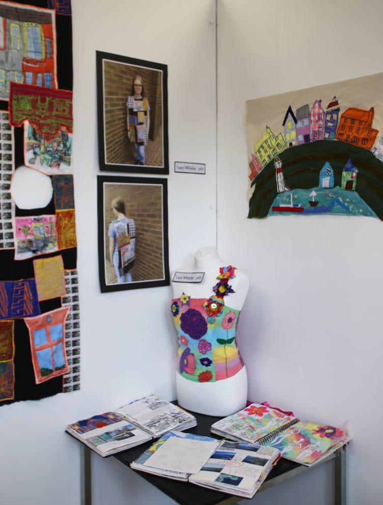 GCSE joint winner Lucy Whiteley's textiles display