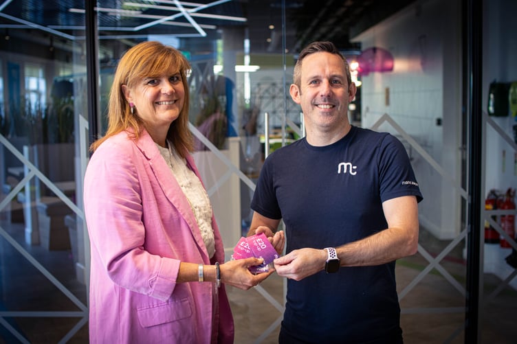 Lorna Trevethan, Victim Support CEO and James Qualtrough, Manx Telecom digital services lead