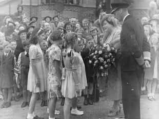 Eileen was flower girl for 1945 Royal visit