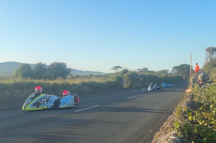 Sidecars in action on the Billown Course on Wednesday evening